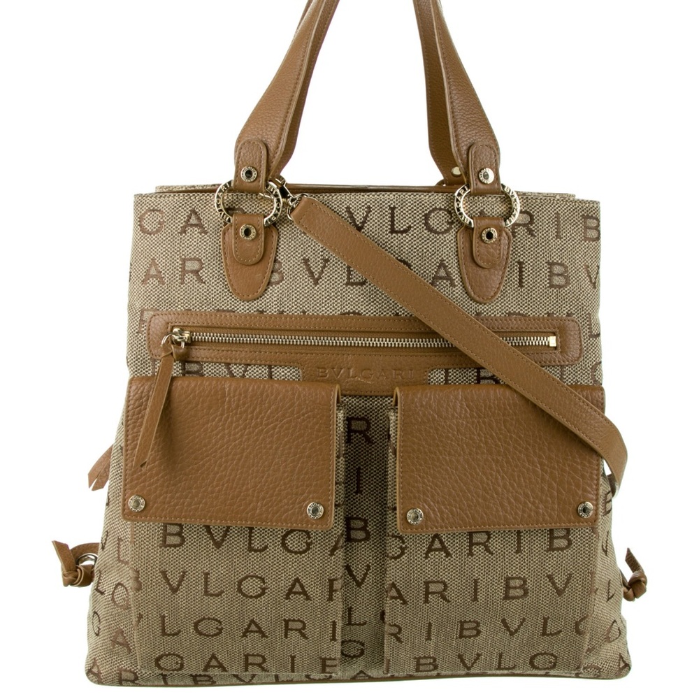 Bvlgari Brown & Neutrals Canvas Tote